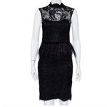 Alice + Olivia  Dress Women Size 0 Black lace with feathers Sleeveless Photo 9