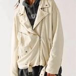 Free People EUC Rebel Moto Jacket Vanilla Cream Size Large Retail $198.00 Photo 2