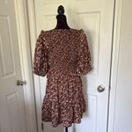 Bohme Brown and White Ruffled Puff Sleeve Mini Dress Photo 5