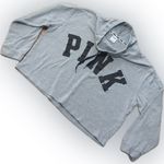 PINK - Victoria's Secret  Gray Black Cowl Neck Drawstring Cropped Sweatshirt L Photo 6