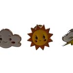 3 Weather Pins Set, Cloud Pins, Sun Pin, Cartoon Enamel Pin Jacket Lapel Pin Yellow Photo 0