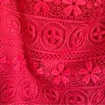 5|48  Raspberry Red Short Sleeve Crochet Blouse Photo 7