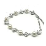 Pearl Bracelet Clear Zirconia Silver Plating Over Alloy Lobster Clasp Adjustable Photo 12