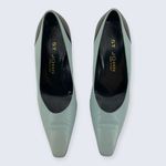 St. John  Color Block Blue Black Leather Pointed Toe Block Pump Heel 7 Photo 2