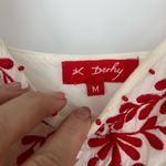 Elegant White and Red Embroidered Midi Dress Size M Photo 6