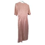 Ivy City Co Blush Pink Satin Leopard Print Wrap Midi Dress Size Medium Photo 5