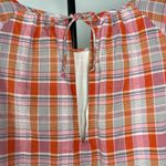 Madewell  Pink Orange Plaid Ruffle-Sleeve Popover Mini‎ Babydoll Dress Photo 7