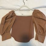 ZARA Women’s Tan Puff Sleeve Corset Blouse Photo 2