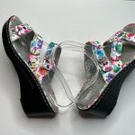 Alegria White Floral Wedge Shoes with Clear Strap Photo 9
