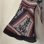 Bisou Bisou  Michele Bohbot Women’s Blouse Flared Sleeves Sz S Retro Pattern Top Photo 5