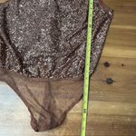 Free People Shimmer & Shine Sequin Bodysuit Brown Beige Cowl Neck Size Medium Photo 8