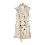 H&M Linen Blend Jacket Dress Belted Light Beige Pinstripe Size Large NWT Photo 5