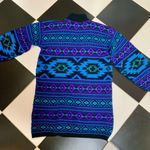Vintage 80s 90s Oversized Sweater Acrylic Fair Isle Bright Neon Blue Purple sz L Size L Photo 4