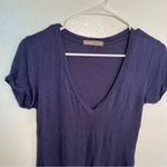 Tresics V-Neck T-Shirt Blue Gray Rolled Cuff Photo 1