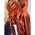 ASOS NEW!  DESIGN cami maxi slip dress satin‎ with lace up back in rust Photo 8