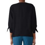 Trina Turk Bees Knees Black Tie Sleeve V Neck Blouse Size XS Capsule Luxury Photo 1