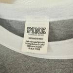 Victoria's Secret PINK  T-Shirt Womens Gray Ringer Long Sleeve Crew Nation Casual Photo 3