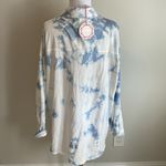 Umgee Tie Dye Boyfriend Button Down Shirt Blue White Photo 1