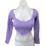 ZARA  Women's Purple Lavender Rib Knit Long Sleeve Pullover Crop Shirt Top M/L Photo 4