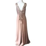 Amsale Pink Sleeveless Crew Neck Maxi Gown Size 10 Tan Photo 1