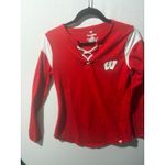 Fanatics  Wisconsin Badgers Red White Lace Up Long Sleeve Shirt Womens Medium Photo 1