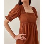 Reformation Bekkah Crocheted Lace Trim Organic Cotton Midi Dress in Cinnamon XS Photo 3
