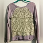 Garage - Light Purple Sweatshirt with Chiffon & Crochet Back (EUC) Medium Photo 1