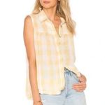 Free People  blouse tank Hey There Sunrise Button Down top cottage core gingham Photo 1