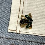 Vintage Frog Brooch Pin Green Photo 2