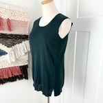 Akris Punto  Wool Knit Tank Top Dark Green Sz 10 Sleeveless Stretch Photo 2