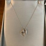 10kt White Gold Heart Diamond Charm with 14k Chain Photo 0