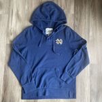 Dry Goods Colony  Notre‎ Dame Large Blue Henley Knit Hooded Sweater Lightweight Photo 1