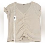 Free People  Wear Me Out Thermal Mesh Long Sleeve Ruched Top in White Sz M‎ Photo 8