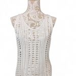 White Open Knit Crochet Sleeveless Cover Up Dress Size M Boho Cottage Core Size M Photo 1