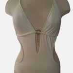 No Boundaries NWT Y2K White One Piece Halter Bikini with keyhole cutout and open back Photo 0