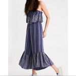 Japna Blue Strapless Jumpsuit with Patterned Details Photo 1