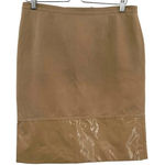 Max Mara Camel Mixed Media Patent Hem Pencil Skirt Size US 12 Photo 0