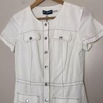 Karl Lagerfeld New PARIS Linen Blend Shirt Dress Snap Front Short Sleeve Size 2 Photo 2