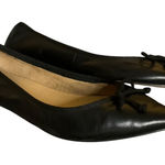 Talbots  Black Leather Pointed Toe Ballet Flats Bow 6 Classic preppy business Photo 0