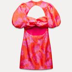 ZARA  dress mini puff wide sleeve cut out hot Pink Floral wedding summer vacation Photo 5