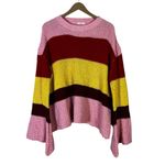 Cloudwalk Striped Bell Sleeve Sweater Womens S Pink Oversized Retro Quirky Fun Photo 4