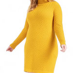 Eloquii Turtleneck Sweater Dress Women Plus 18/20 Yellow Honeycomb Knit Holiday Photo 0