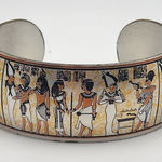 Reed & Barton Silver Tone & Gold Tone Egyptian Motif Cuff Bracelet Photo 0