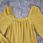 A New Day Square Neck Bubble Sleeve Embossed Stripe Blouse Yellow Size Small Photo 4
