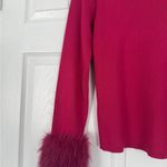 Adrienne Landau  Onyx Fur Trim Cuff Fusica Hot Pink Sweater Ski Resort Photo 8