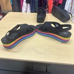 Rocket Dog  Women's Hanalei Grosgrain Cotton/Rainbow Eva Heeled Sandal SZ 11 EUC Photo 6
