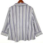 Notations Y2K XL Purple Striped Top Buttoned Asymmetrical Stretch Work 3/4 90s Photo 2
