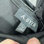 A Byer A. Byer 90s Black Velvet Crushed Long Sleeve V Neck Criss Cross Back Mini Dress Photo 3