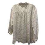 Charter Club 100% Linen White Gold Metallic Polka Dot Roll Tab Sleeve | W 3X Photo 3