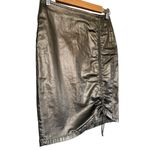 ZARA  Metallic Faux Leather Synch Front Mini Pencil Skirt Bronze Brown Small Photo 3